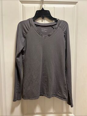 Fair Indigo Gray S organic cotton Long-Sleeve V-Neck Tee